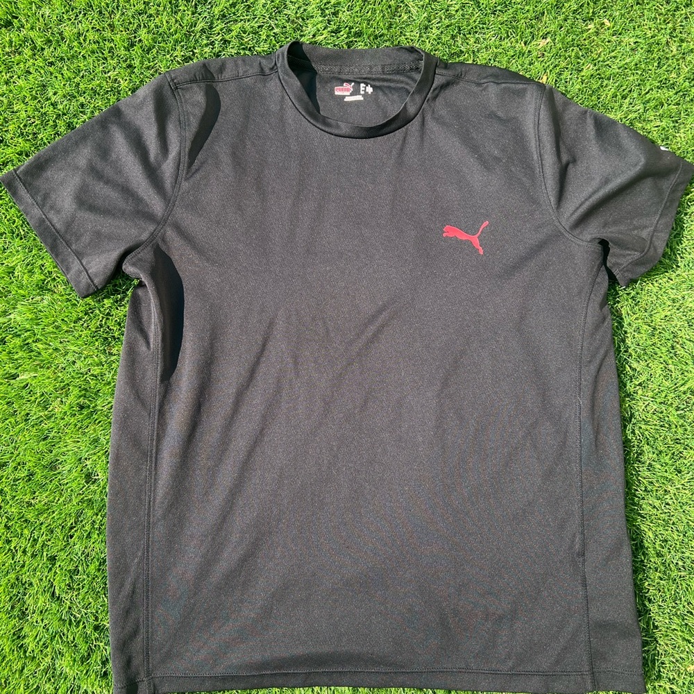 Puma Men's Black Tee with Red Logo